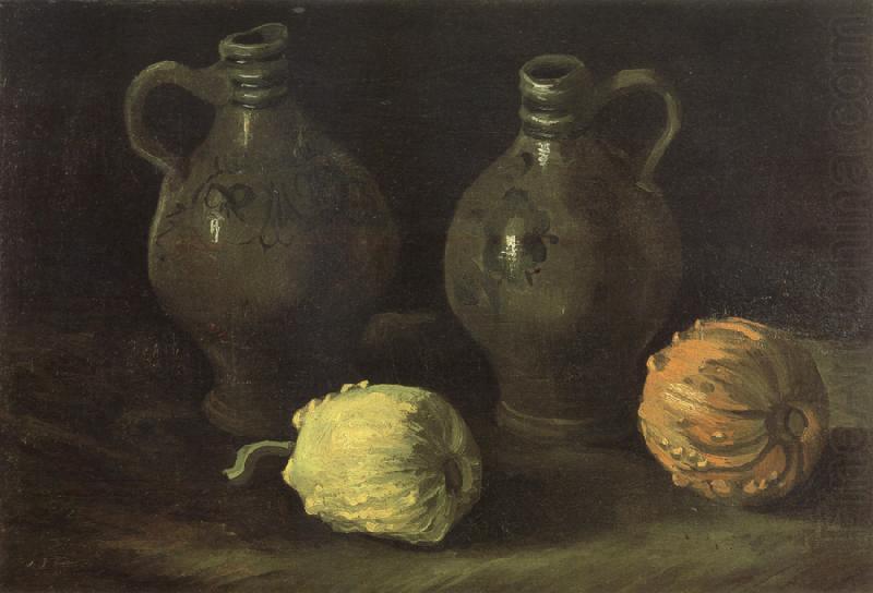 Still life with Two Jars and Two Pumpkins (nn04), Vincent Van Gogh